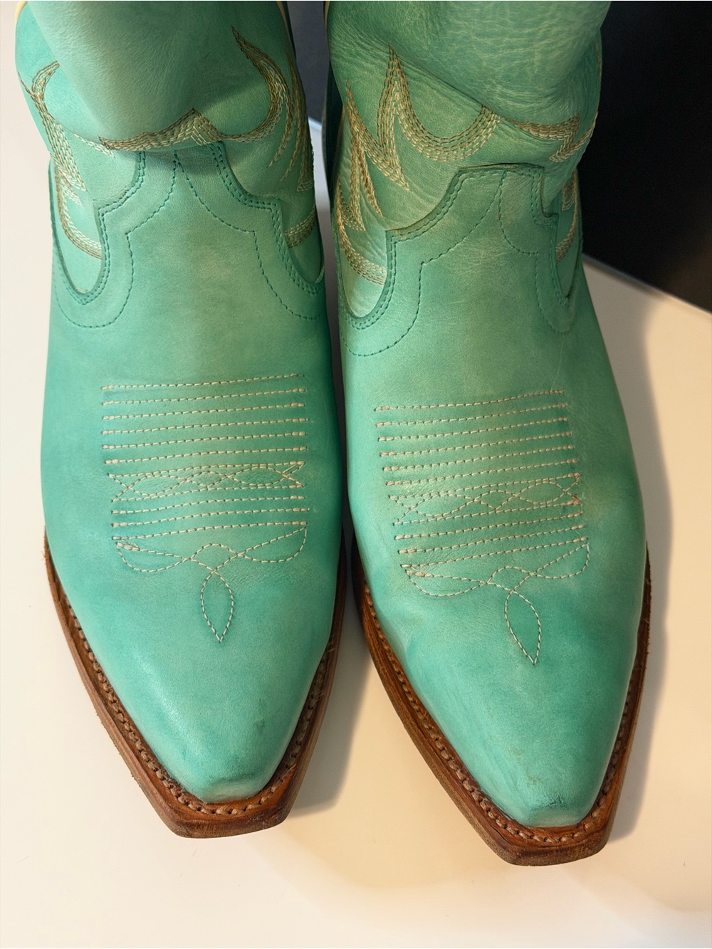 Tecovas The Annie Turquoise Western Leather Heeled Boots - Picture 7 of 15